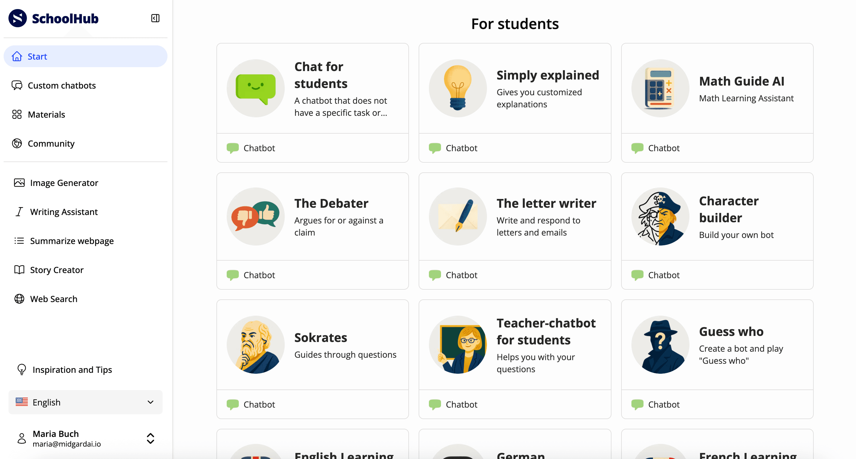 Schoolhub screenshot EN