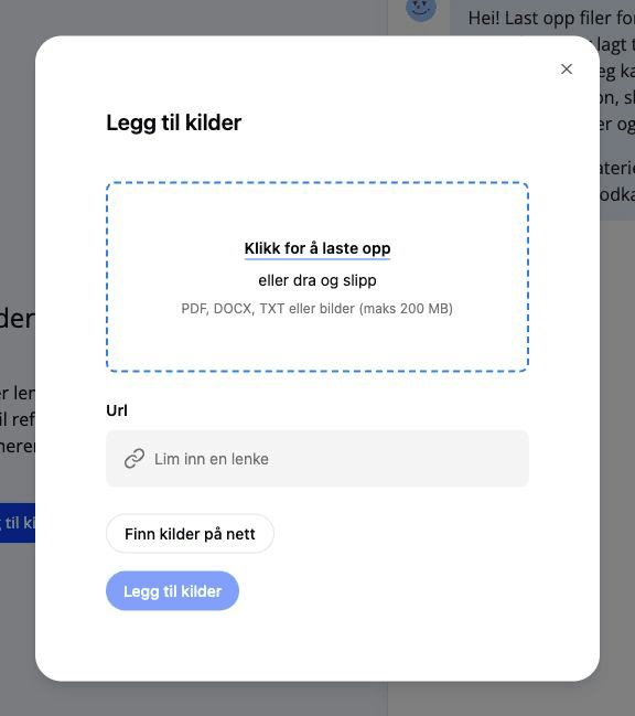 Dialog for å legge til kilder i en Hub.