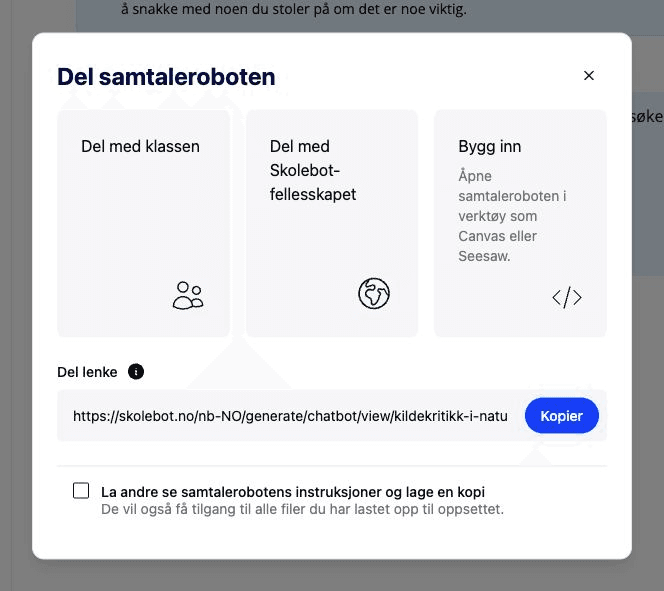 Del-dialog for en samtalerobot.
